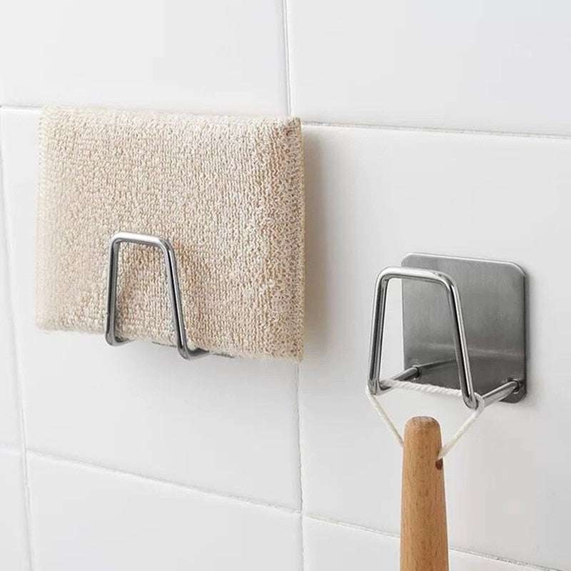 Sink Sponge Holder With Self-Adhesive Wall Hooks