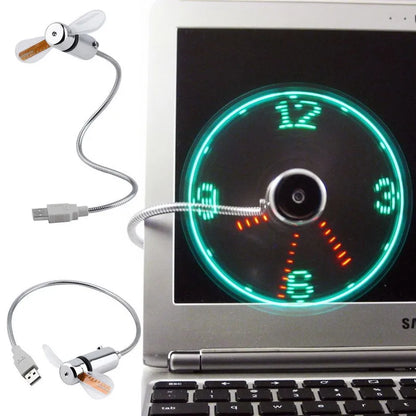 Mini USB Portable Clock Fan