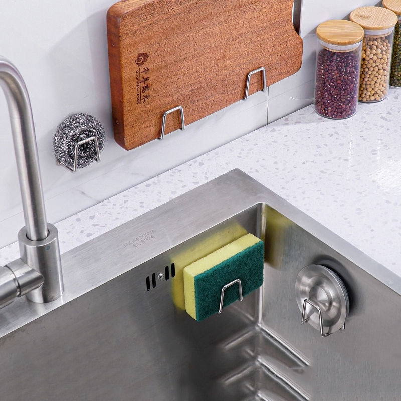 Sink Sponge Holder With Self-Adhesive Wall Hooks